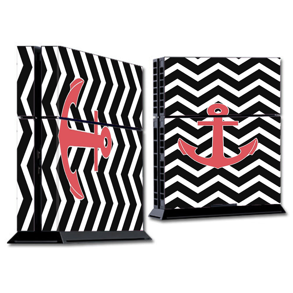  Black Chevron With Rose Anchor  Sony Playstation PS4 Skin