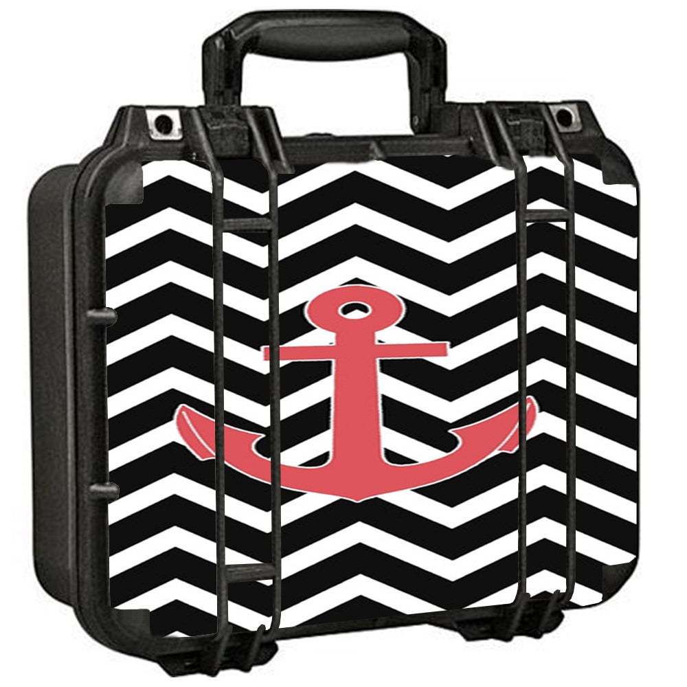  Black Chevron With Rose Anchor Pelican Case 1400 Skin