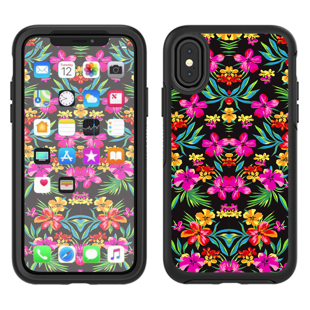  Tropical Flowers, Hawaii Otterbox Defender Apple iPhone X Skin