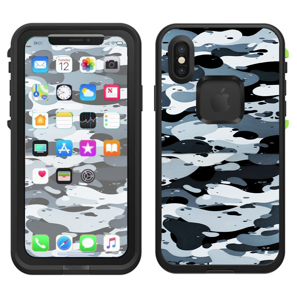  Grey Camouflage, Winter Camo Lifeproof Fre Case iPhone X Skin