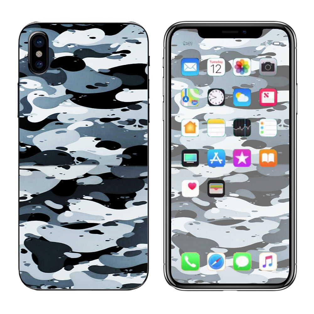  Grey Camouflage, Winter Camo Apple iPhone X Skin