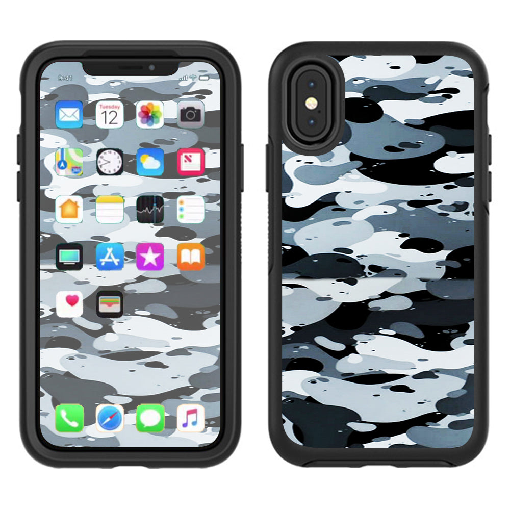  Grey Camouflage, Winter Camo Otterbox Defender Apple iPhone X Skin