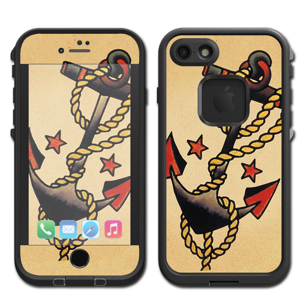  Tattoo Anchor, Traditional Art Lifeproof Fre iPhone 7 or iPhone 8 Skin