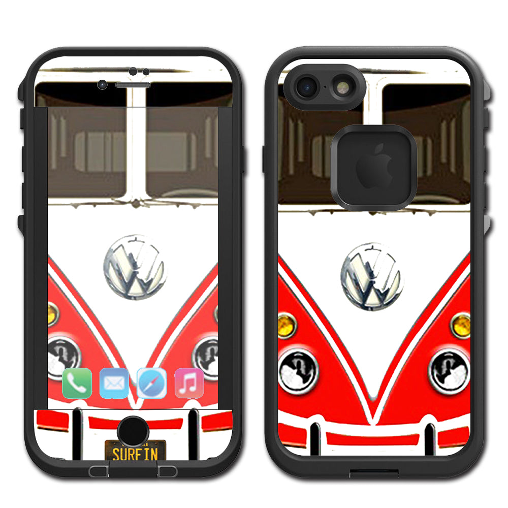  Vw Bus Red, Split Surfer Lifeproof Fre iPhone 7 or iPhone 8 Skin