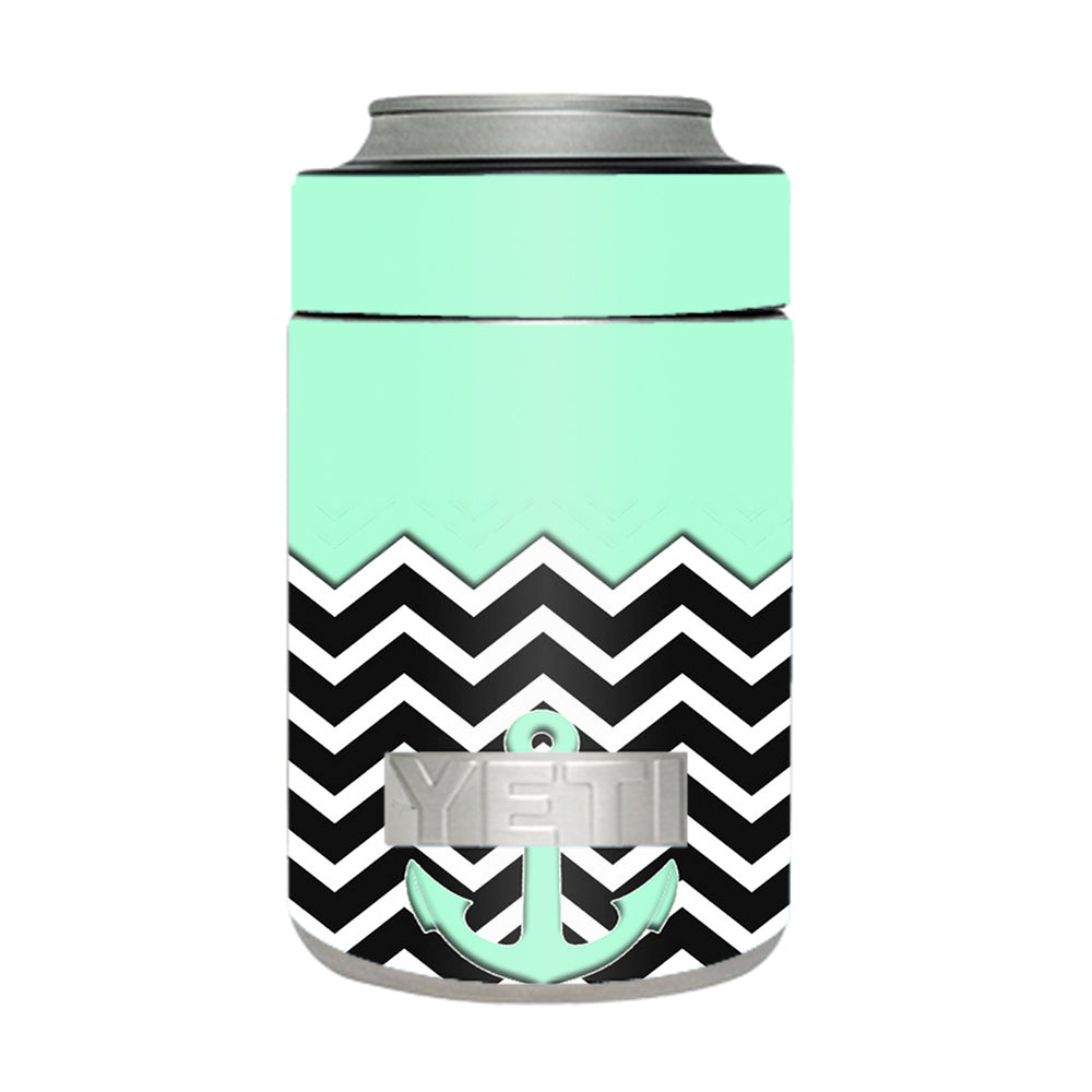  Teal  Black Chevron  Anchor Yeti Rambler Colster Skin