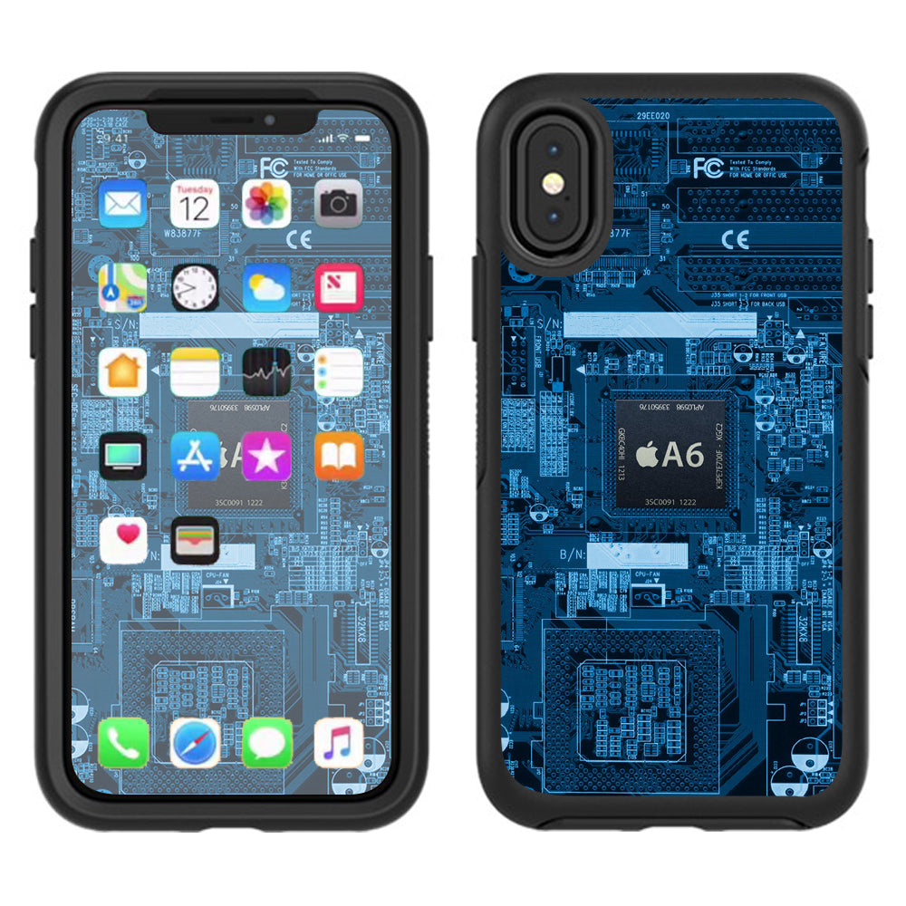  Circuit2 Blue Otterbox Defender Apple iPhone X Skin