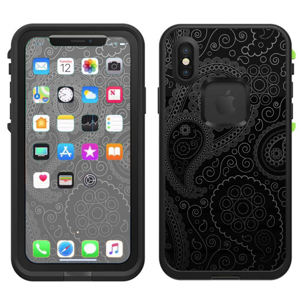  Paisley Black Lifeproof Fre Case iPhone X Skin