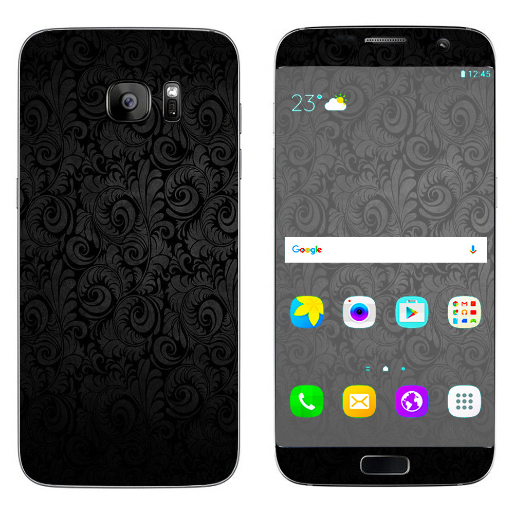  Black Floral Samsung Galaxy S7 Edge Skin