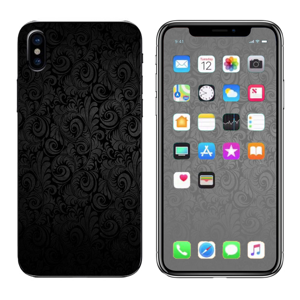  Black Floral Apple iPhone X Skin