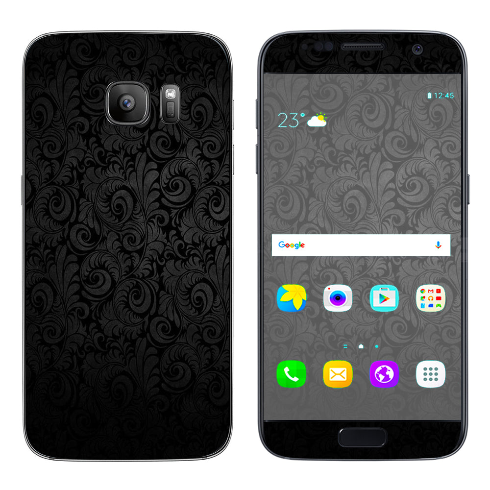  Black Floral Samsung Galaxy S7 Skin