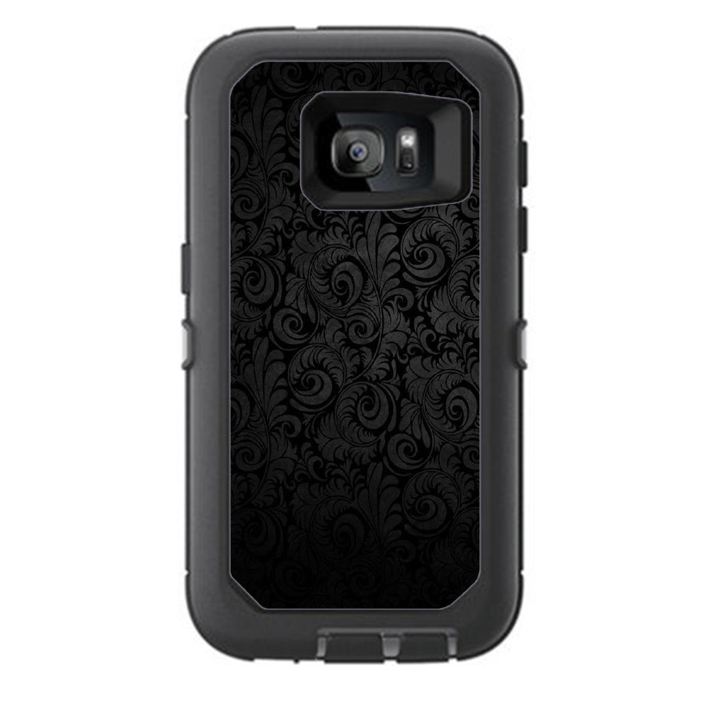  Black Floral Otterbox Defender Samsung Galaxy S7 Skin