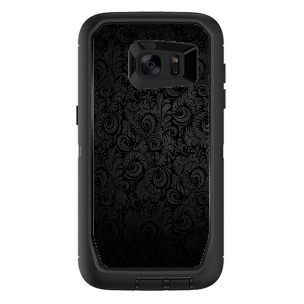 Black Floral Otterbox Defender Samsung Galaxy S7 Edge Skin