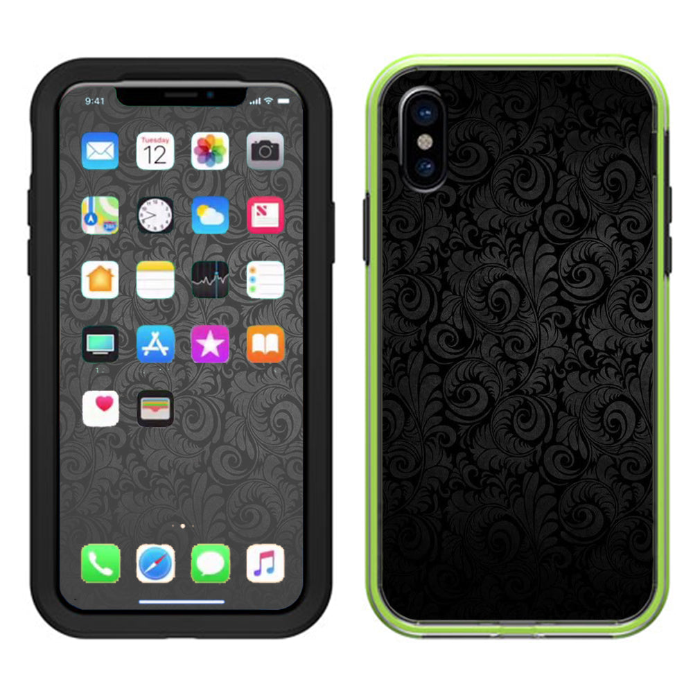  Black Floral Lifeproof Slam Case iPhone X Skin