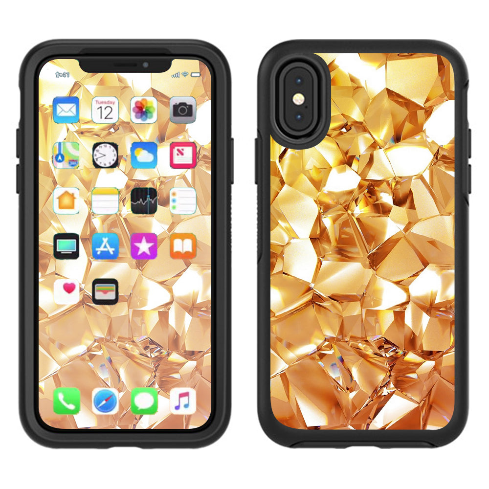  Geometric Gold Otterbox Defender Apple iPhone X Skin