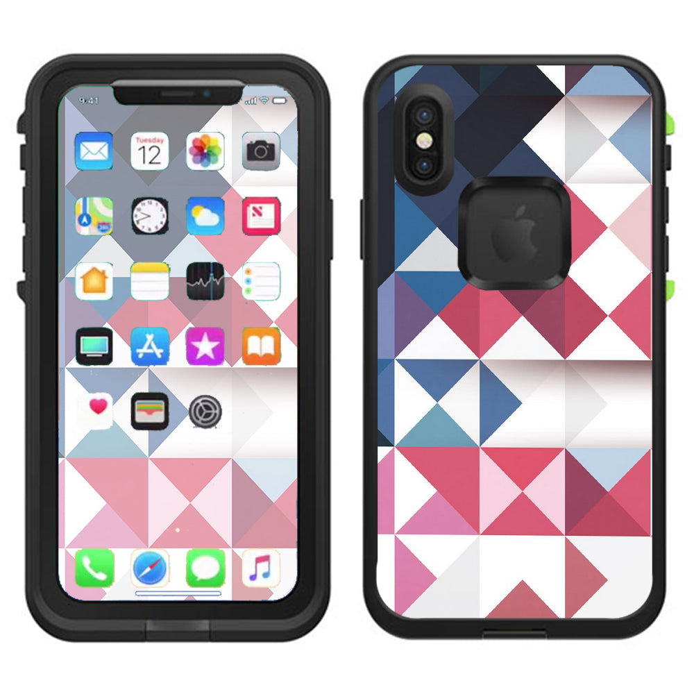  Geometric Red Lifeproof Fre Case iPhone X Skin