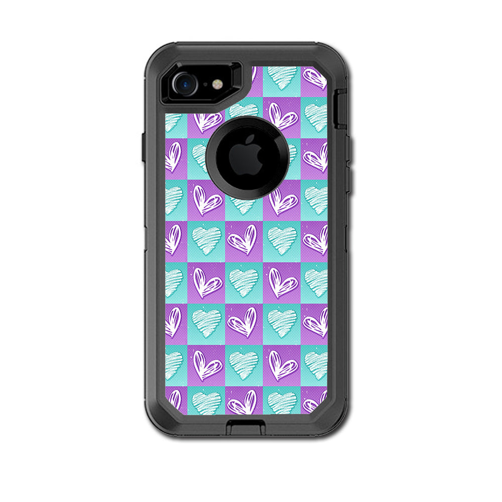  Heart Doodles Otterbox Defender iPhone 7 or iPhone 8 Skin