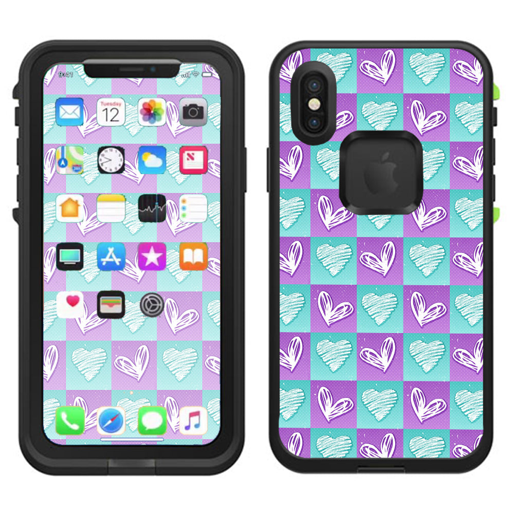  Heart Doodles Lifeproof Fre Case iPhone X Skin