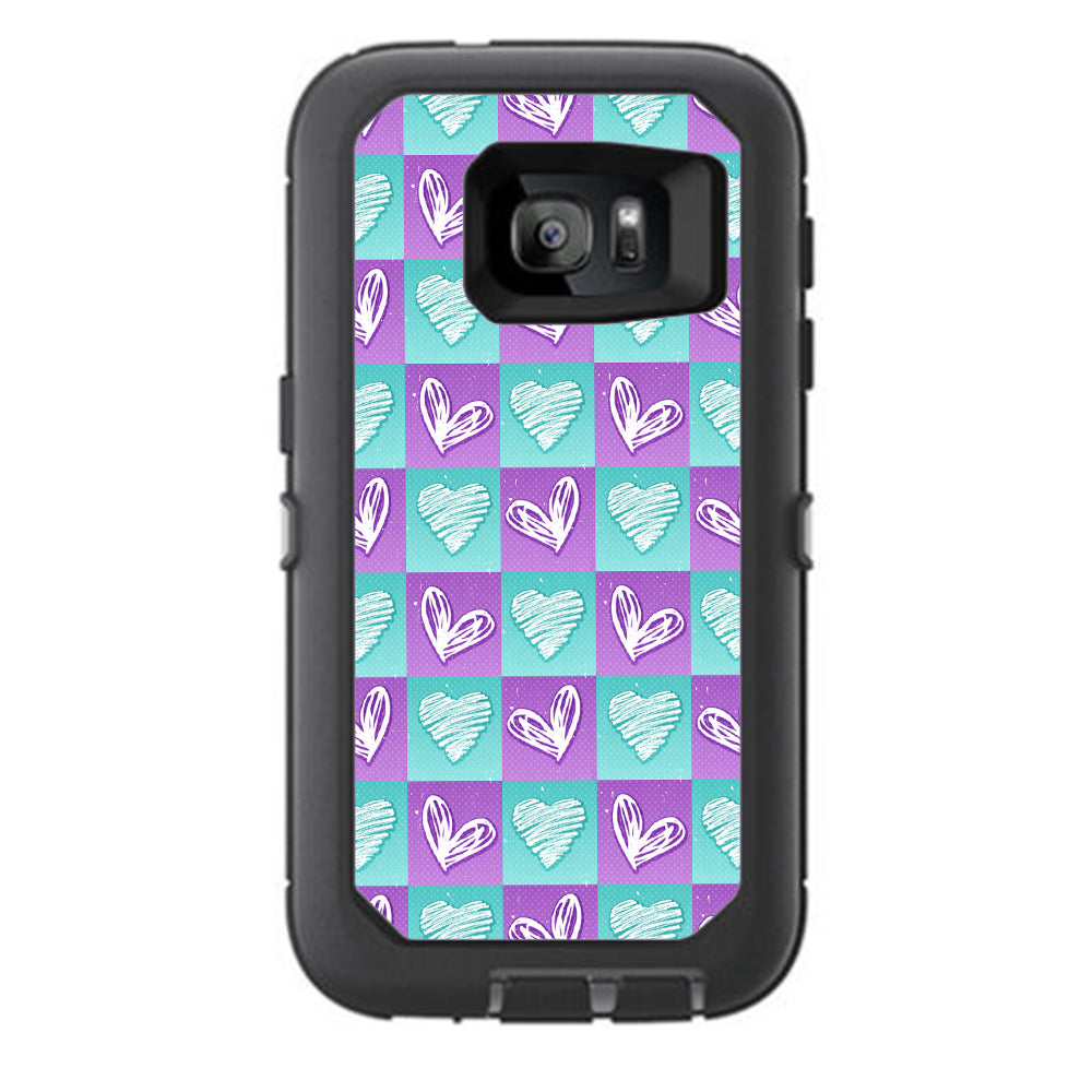  Heart Doodles Otterbox Defender Samsung Galaxy S7 Skin