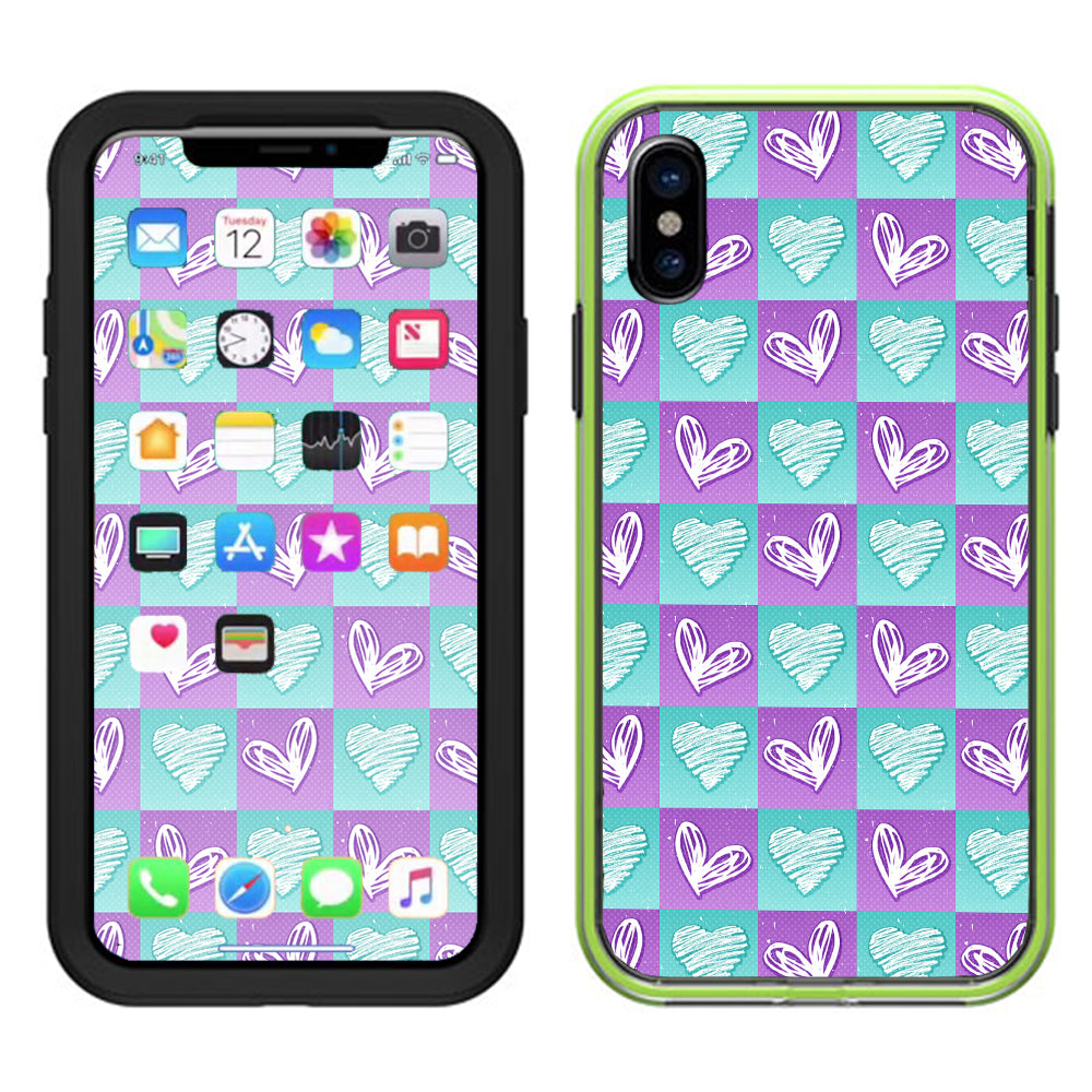  Heart Doodles Lifeproof Slam Case iPhone X Skin