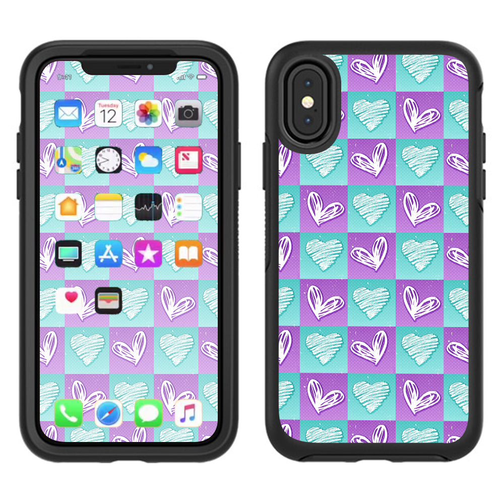  Heart Doodles Otterbox Defender Apple iPhone X Skin