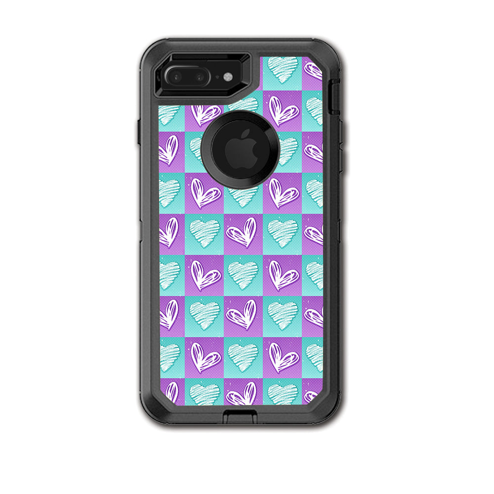  Heart Doodles Otterbox Defender iPhone 7+ Plus or iPhone 8+ Plus Skin