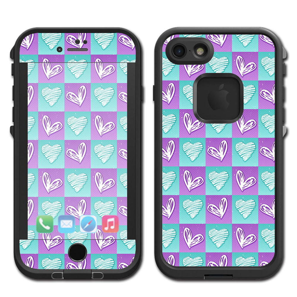  Heart Doodles Lifeproof Fre iPhone 7 or iPhone 8 Skin