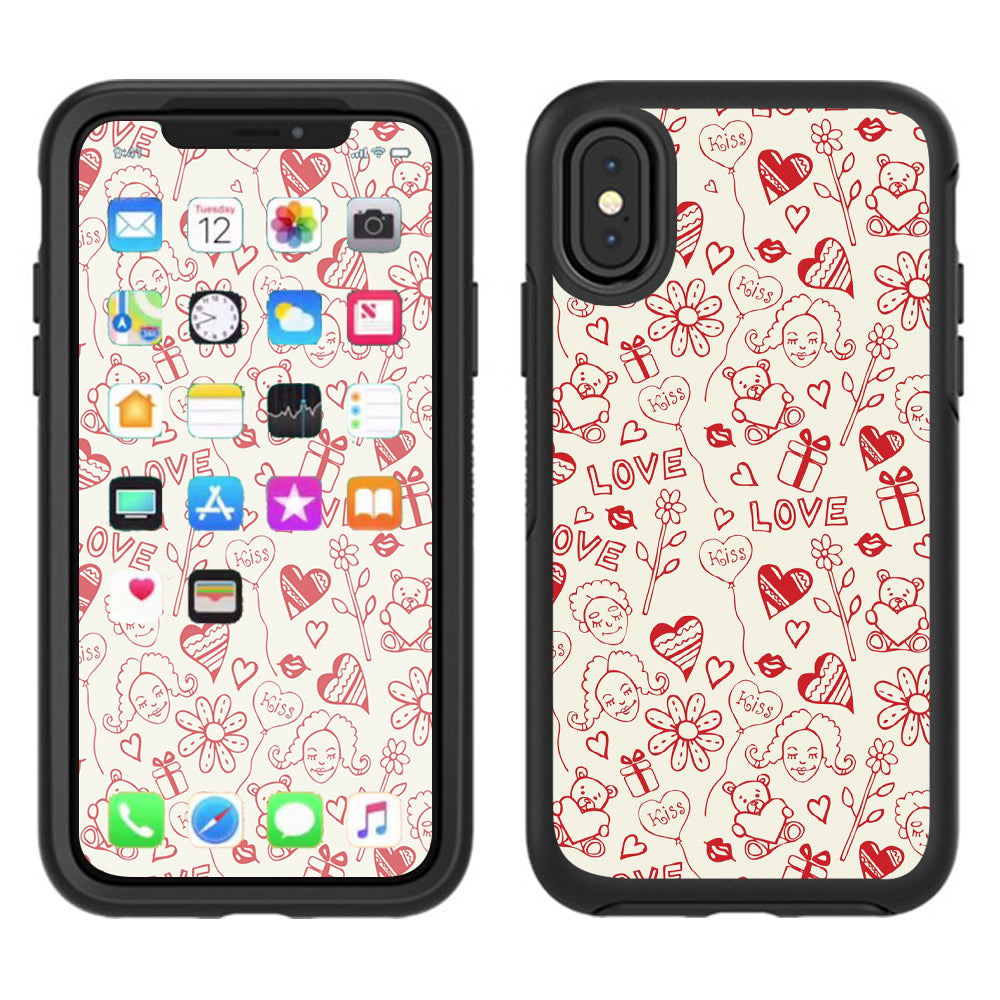  Love Hearts Otterbox Defender Apple iPhone X Skin