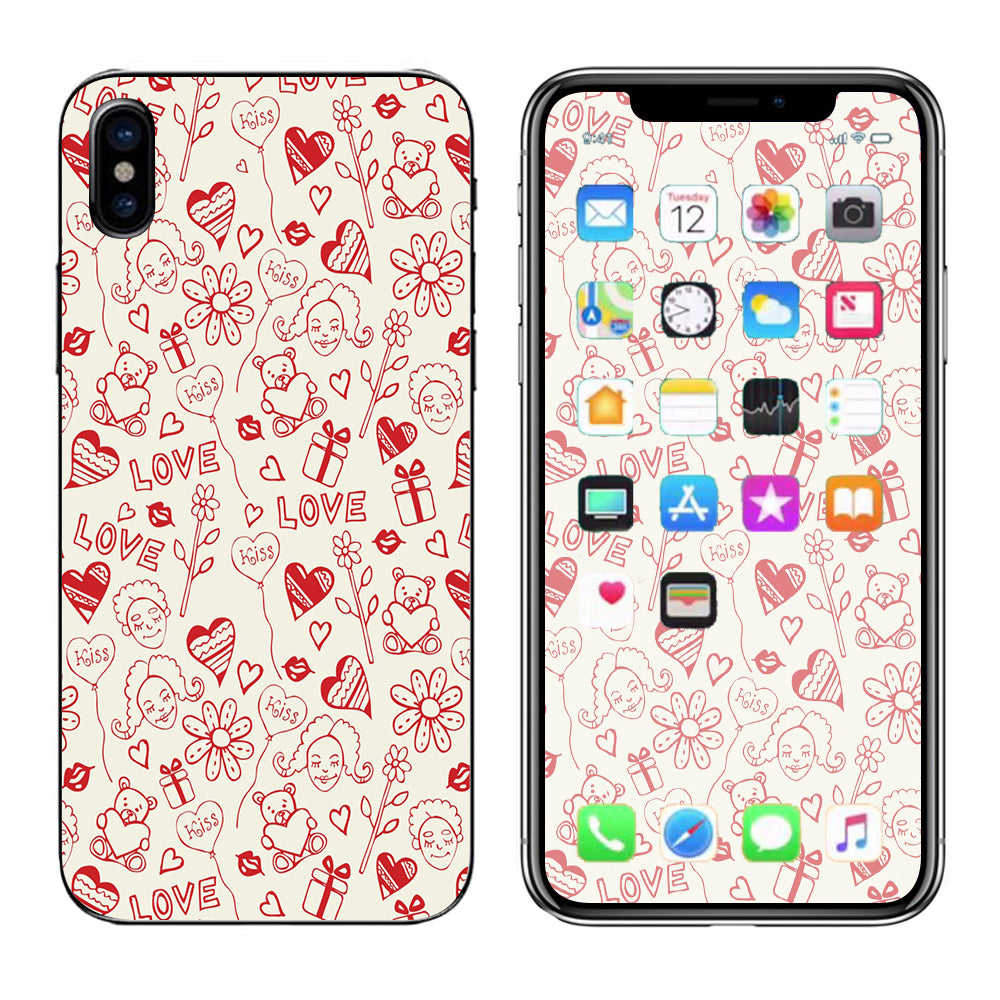  Love Hearts Apple iPhone X Skin