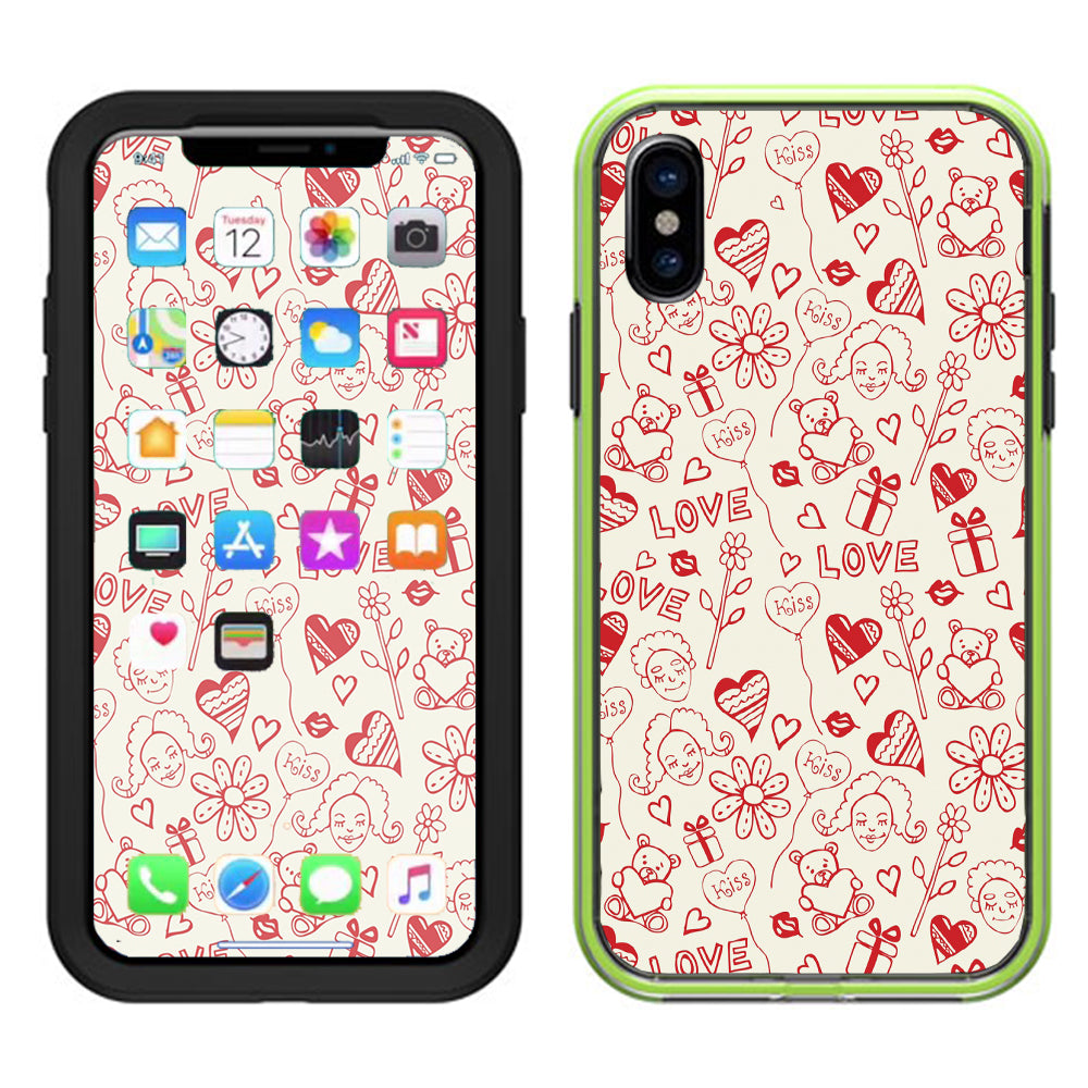  Love Hearts Lifeproof Slam Case iPhone X Skin