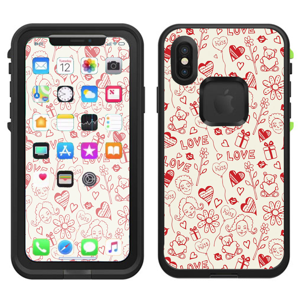  Love Hearts Lifeproof Fre Case iPhone X Skin