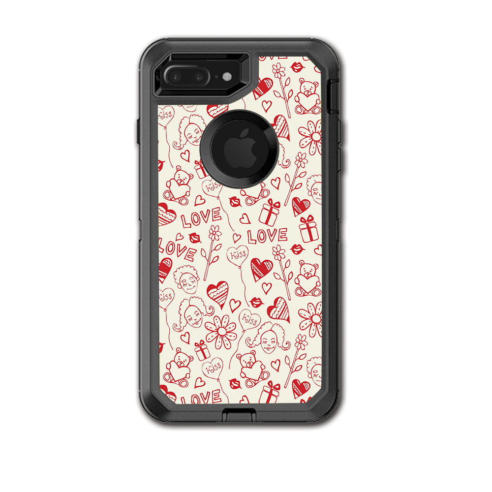  Love Hearts Otterbox Defender iPhone 7+ Plus or iPhone 8+ Plus Skin