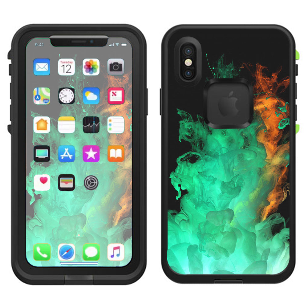  Orange Green Smoke Lifeproof Fre Case iPhone X Skin