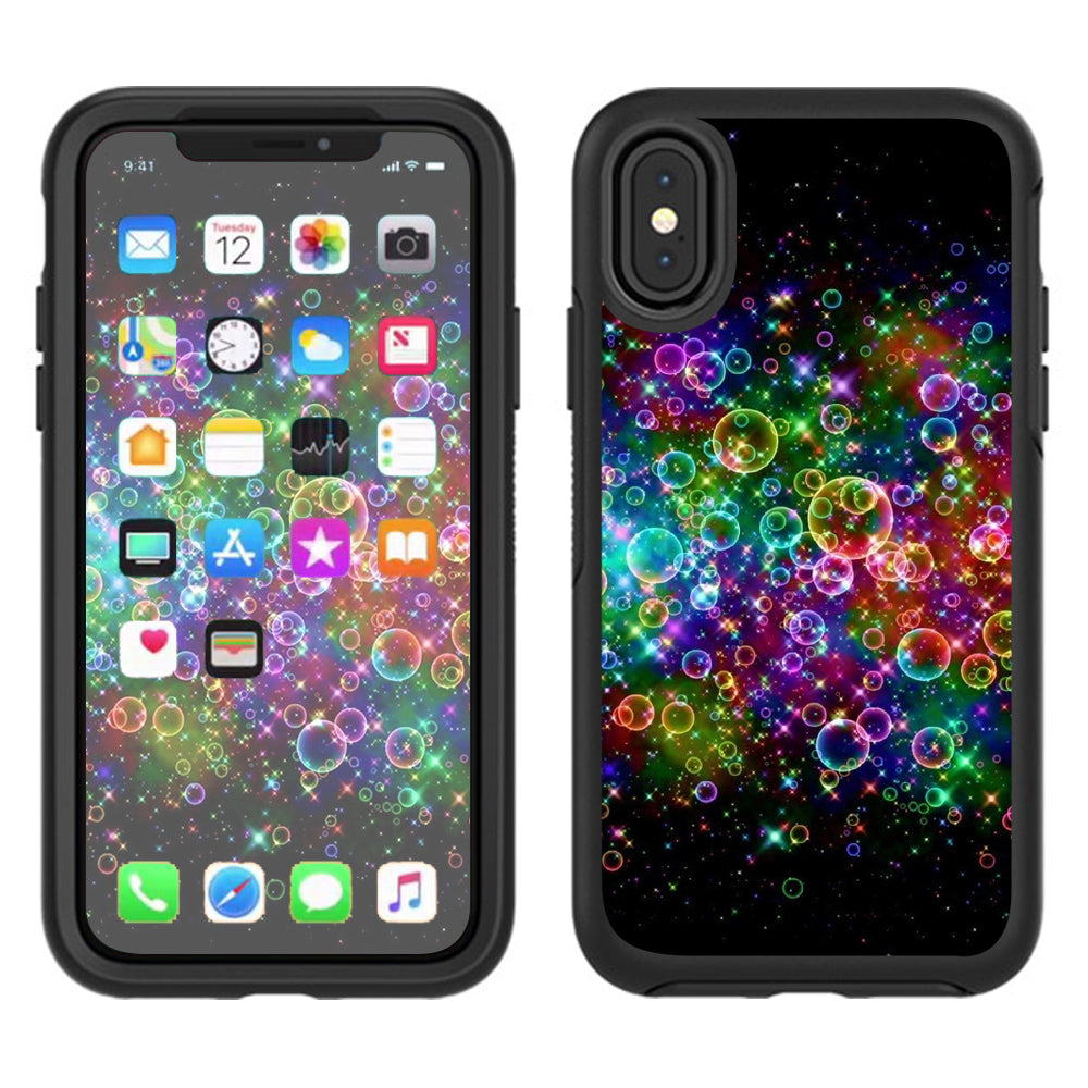  Rainbow Bubbles Otterbox Defender Apple iPhone X Skin