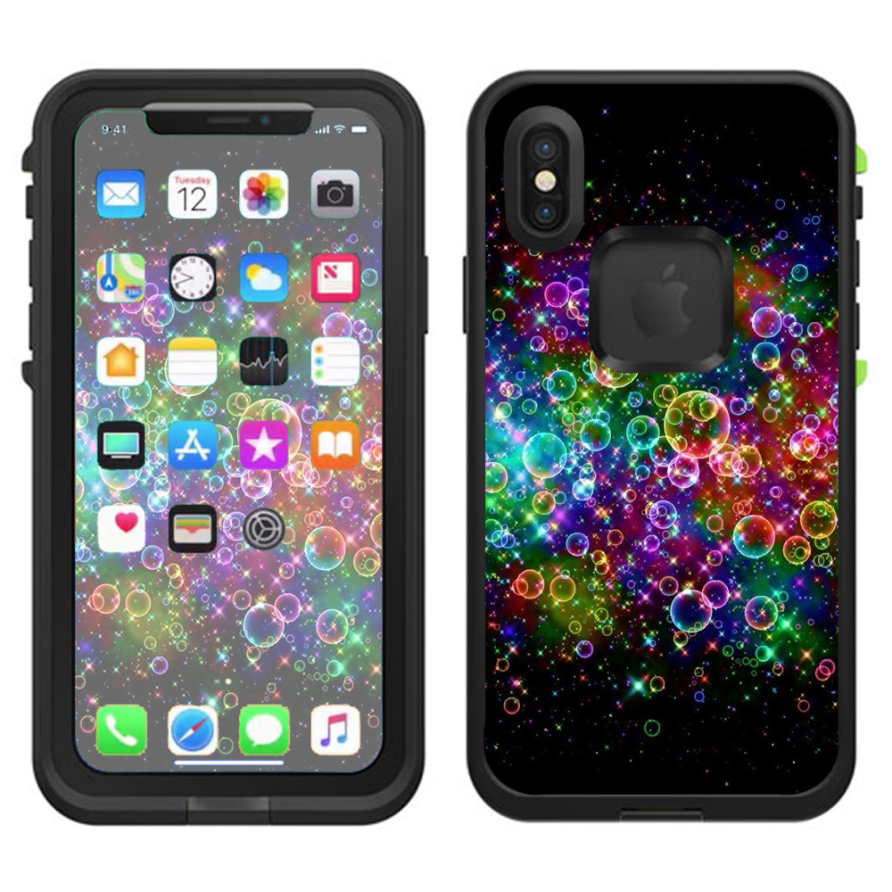  Rainbow Bubbles Lifeproof Fre Case iPhone X Skin
