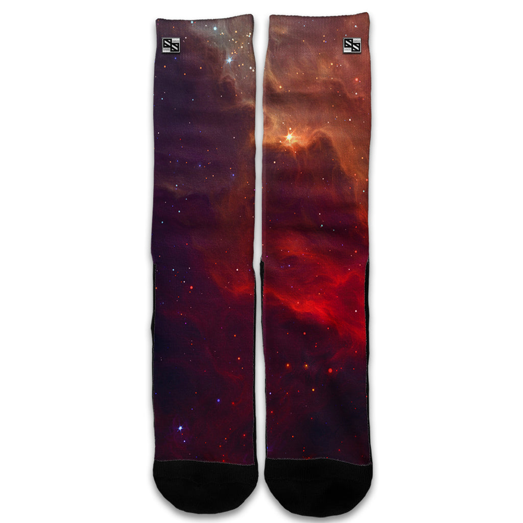  Red Galactic Nebula Universal Socks