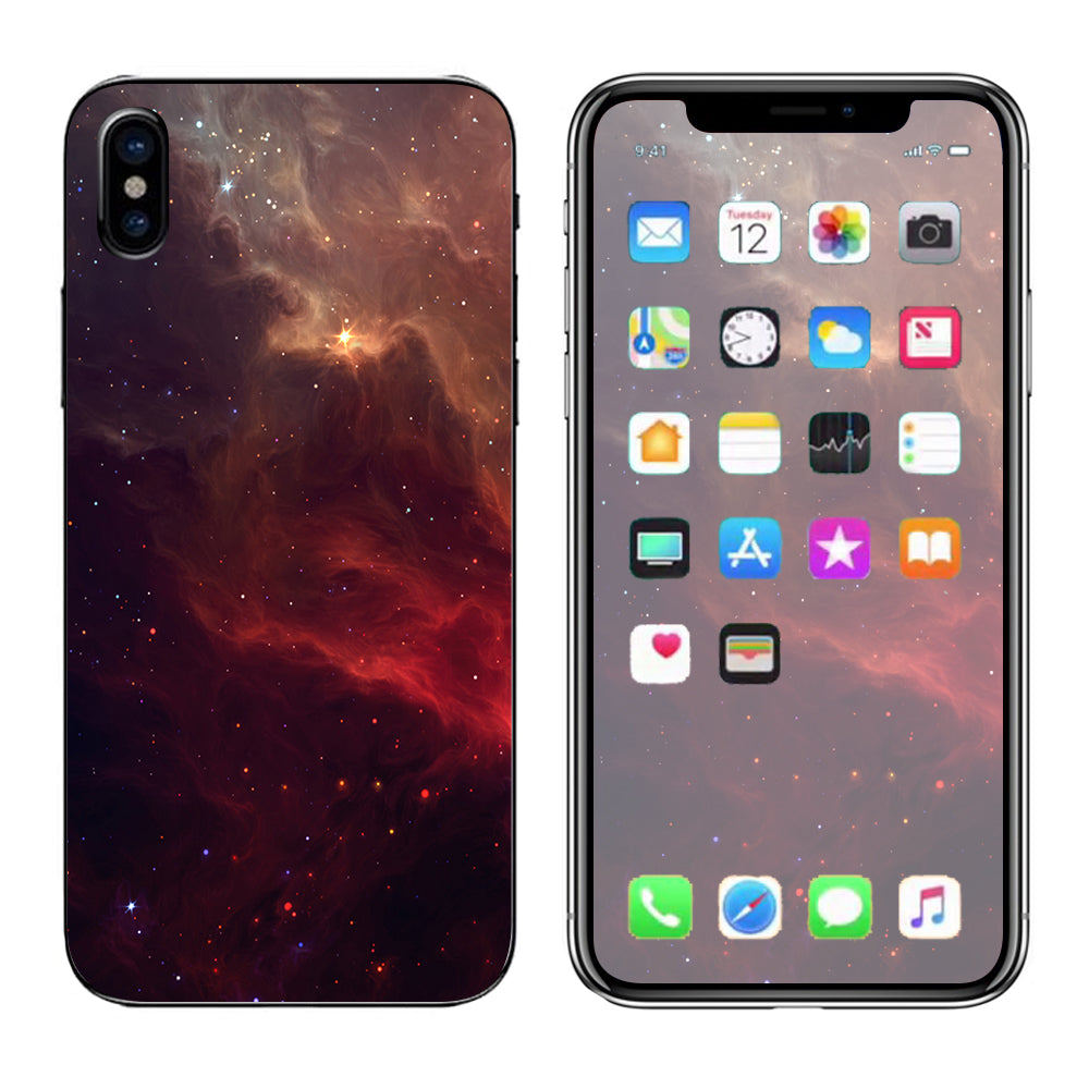  Red Galactic Nebula Apple iPhone X Skin