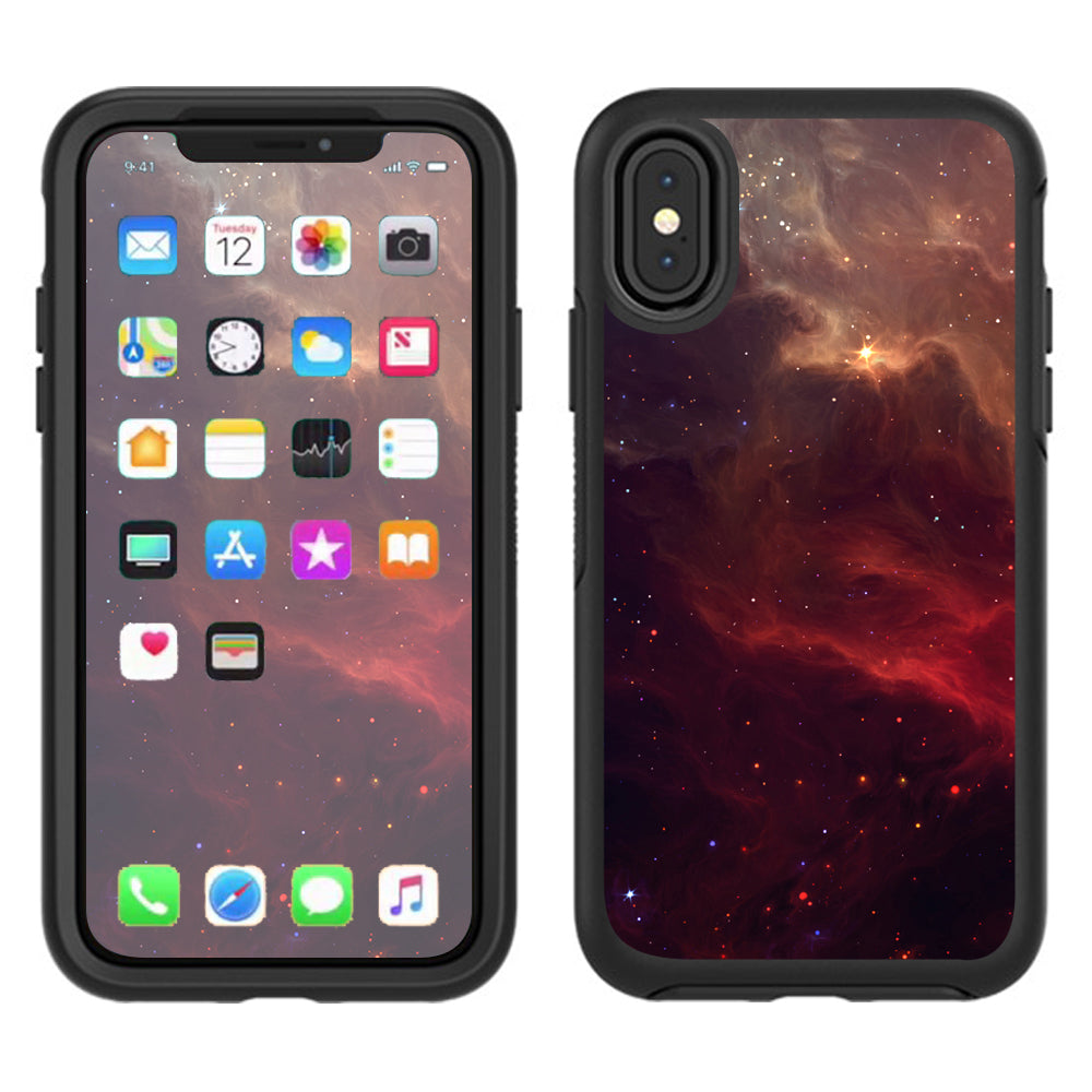 Red Galactic Nebula Otterbox Defender Apple iPhone X Skin