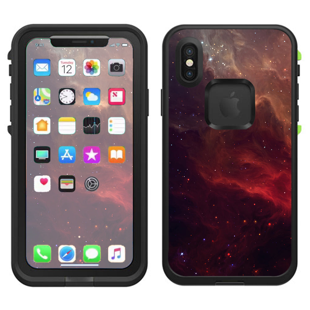  Red Galactic Nebula Lifeproof Fre Case iPhone X Skin