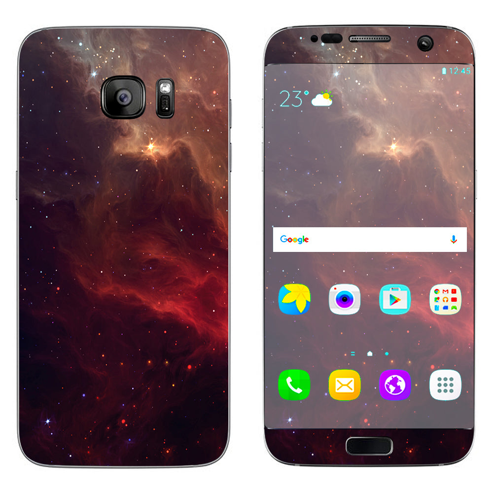  Red Galactic Nebula Samsung Galaxy S7 Edge Skin