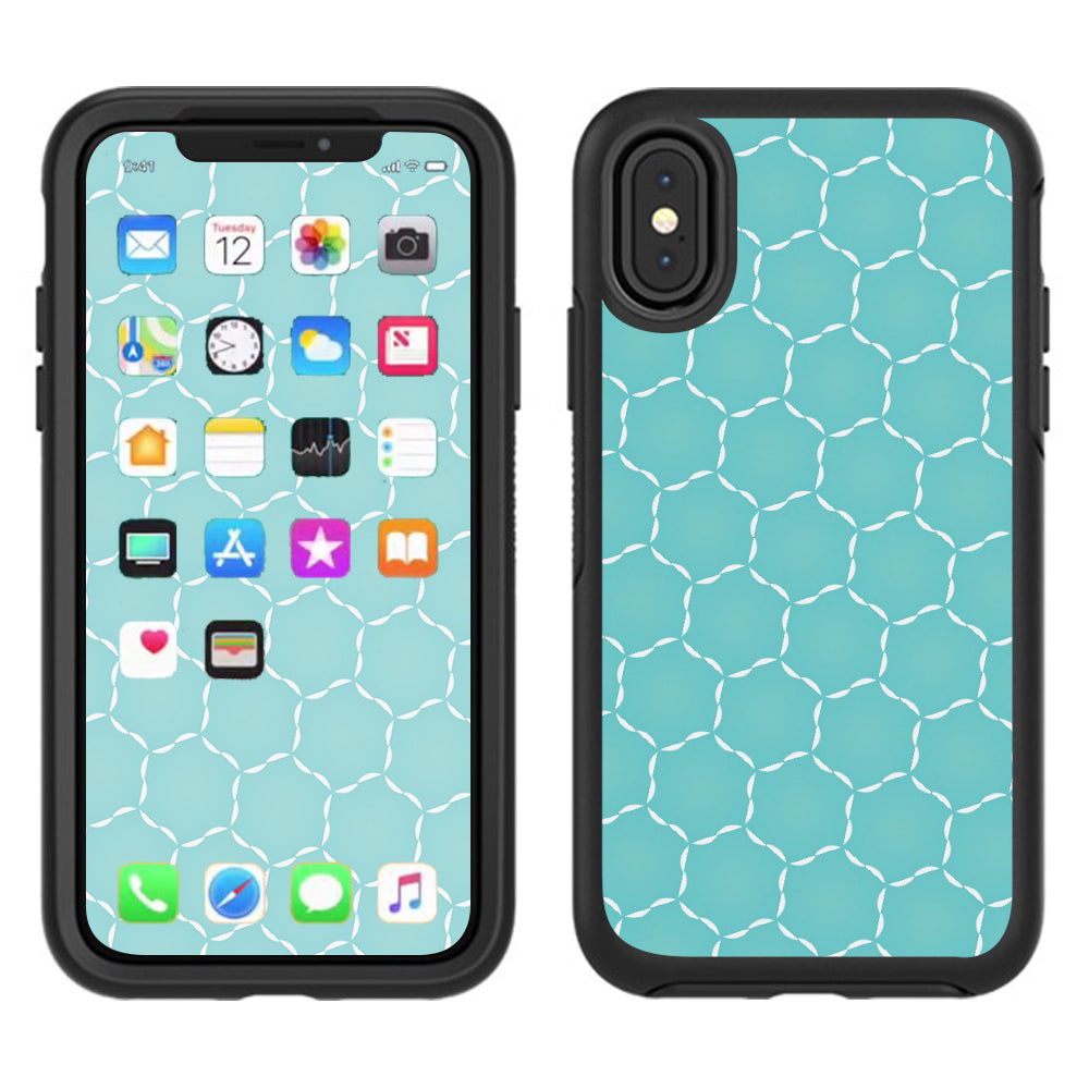  Blue Hexagon Otterbox Defender Apple iPhone X Skin