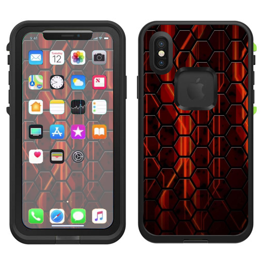  Abstract Red Metal  Lifeproof Fre Case iPhone X Skin