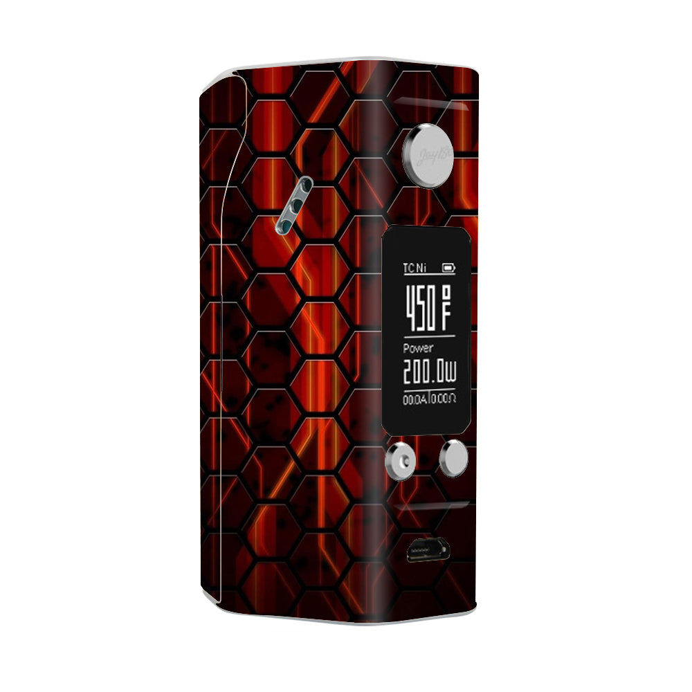  Abstract Red Metal Wismec Reuleaux RX200S Skin