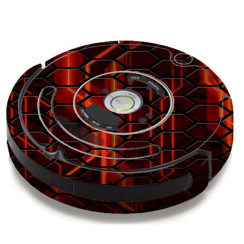  Abstract Red Metal iRobot Roomba 650/655 Skin