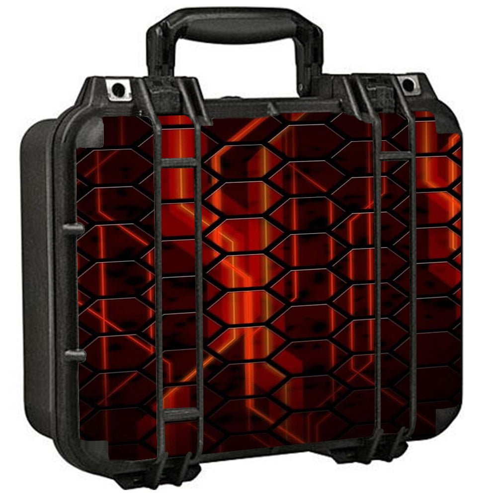  Abstract Red Metal Pelican Case 1400 Skin