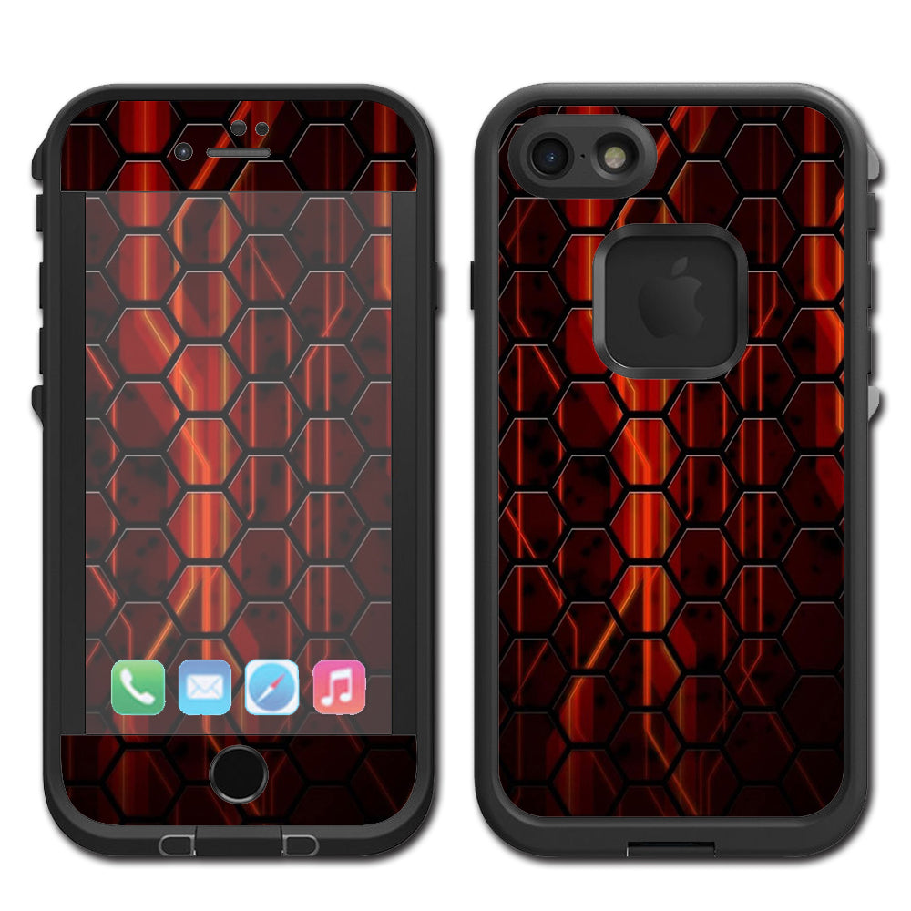  Abstract Red Metal Lifeproof Fre iPhone 7 or iPhone 8 Skin