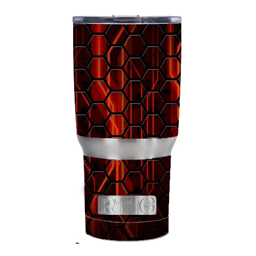  Abstract Red Metal RTIC 20oz Tumbler Skin