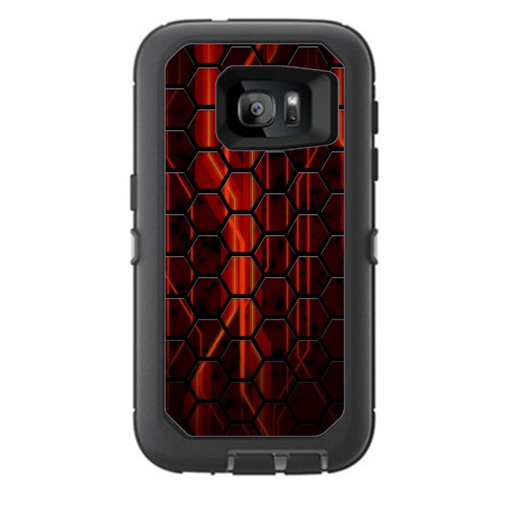  Abstract Red Metal Otterbox Defender Samsung Galaxy S7 Skin