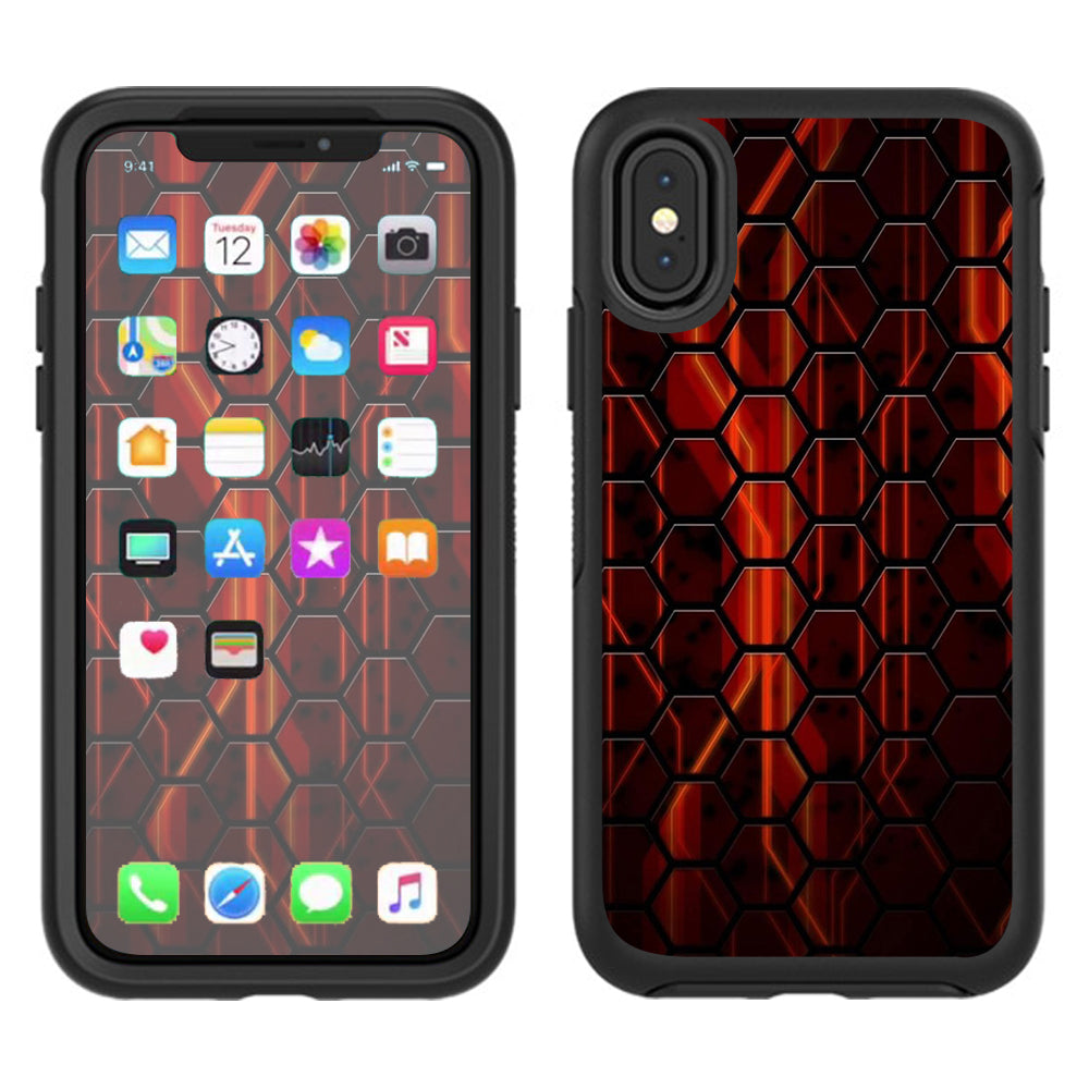  Abstract Red Metal  Otterbox Defender Apple iPhone X Skin