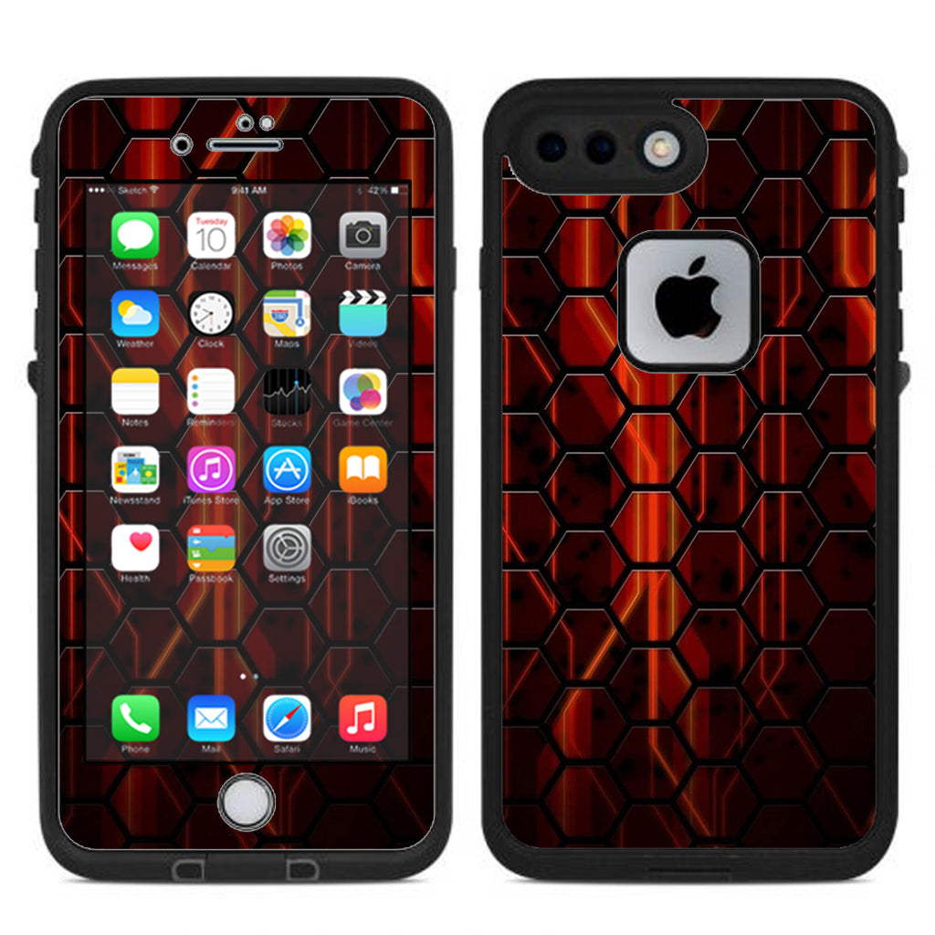  Abstract Red Metal Lifeproof Fre iPhone 7 Plus or iPhone 8 Plus Skin