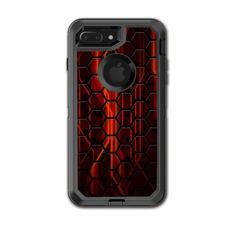  Abstract Red Metal Otterbox Defender iPhone 7+ Plus or iPhone 8+ Plus Skin